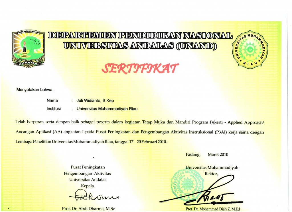 sertifikat Pekerti AA 001