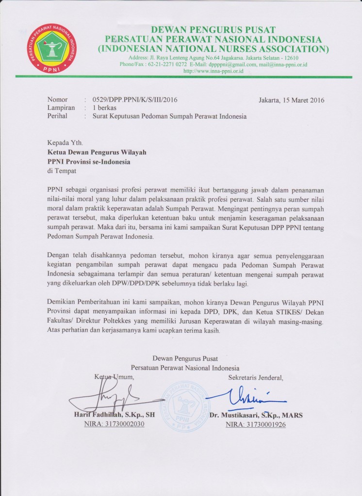 DPW _edaran sumpah perawat
